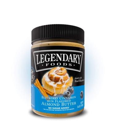 Legendary Foods Almond Butter | Keto Diet Friendly, Low Carb, No Sugar Added, Vegan | Blueberry Cinnamon Bun (16oz Jar) Blueberry Cinnamon Bun 1 Pound (Pack of 1)