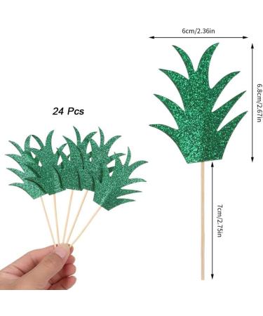 24Pcs Pineapple Cupcake Toppers Green Glitter Summer Tropical Donut Cake Toppers Bridal Birthday 24 Pcs - Buy Online on GoSupps.com