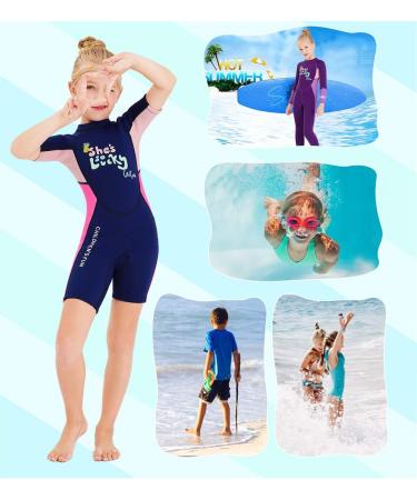 DIVE & SAIL Kids 2.5mm Warm Wetsuit One Piece Shorty Suit, UV Protection, Blue-Pink - Medium - Buy Online on GoSupps.com