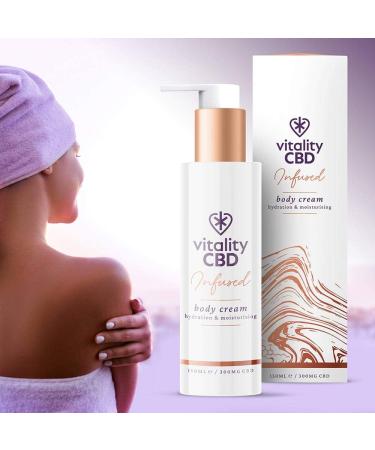 Vitality Infused Body Cream with Sweet Almond Oil, Ginseng, and 300mg CBD - 150ml - Buy Online on GoSupps.com