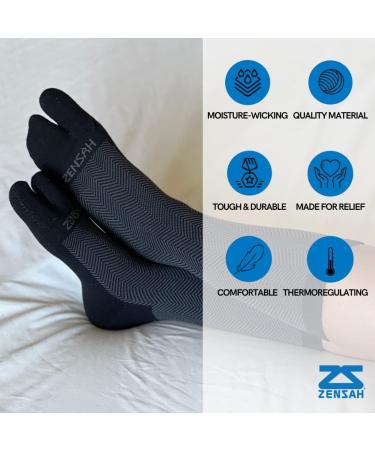 Zensah Bunion Ease Sock - Toe Separator Relief Sock for Bunions - Women and Men - Black/Grey - Large - Buy Online on GoSupps.com