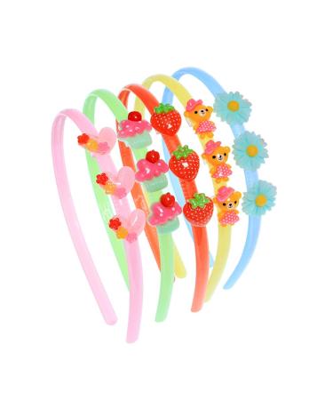 Elastic hairbands with resin decorations hair accessories for girls aged 2 and over random color selection - 5 pieces