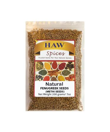 HAW Traders Inc Haw Fenugreek Seeds Natural 7 Oz (200g), All Natural Whole Methi Seeds in Resealable Bag, Whole Fenugreek Spice for Hair Growth, Cooking & Sprouting