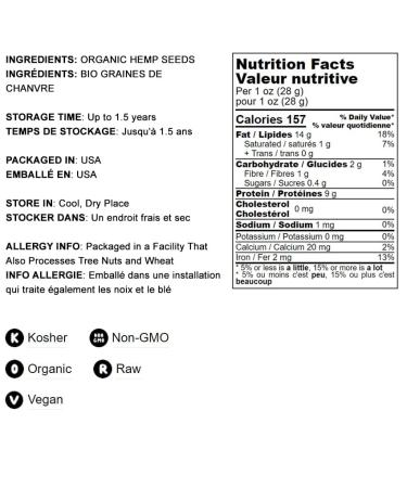 Organic Hemp Seeds 2 Pounds - Non-GMO Raw Hearts | Hulled, Kosher, Vegan | Protein & Iron-Rich, Low Carb, Bulk | Ideal for Oatmeal | Product of China - Buy Online on GoSupps.com