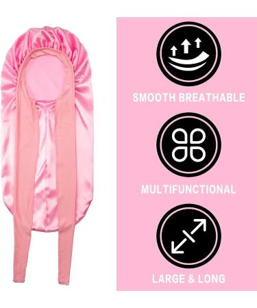 Large Satin Braid Bonnet for Black Women - Black & Pink Sleep Cap for Long Curly Hair - Buy Online on GoSupps.com