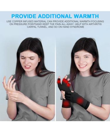 Acwoo Copper Arthritis Gloves - Compression Fingerless Pain Relief for Men & Women - Best Copper Gloves for Rheumatoid & Osteoarthritis - Size S Black - Buy Online on GoSupps.com