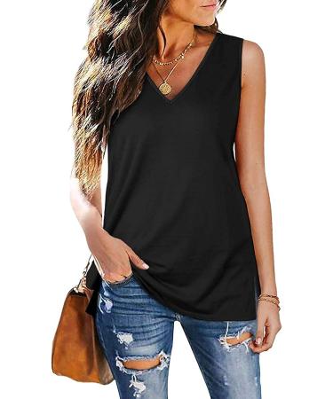 Women's Crewneck Sleeveless Tank Top | Casual Loose Fit Printed Shirt | Black XX-Large - Buy Online on GoSupps.com