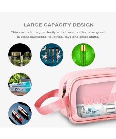 Waterproof Clear Makeup Bag with Zipper - Pink Travel Toiletry Case - Buy Online on GoSupps.com