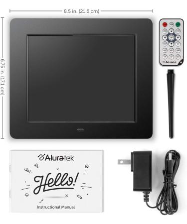Aluratek 8 LCD Digital Picture Frame with 4GB Memory - USB/SD/SDHC Supported - Modern Black Frame with Clock & Calendar - Buy Online on GoSupps.com