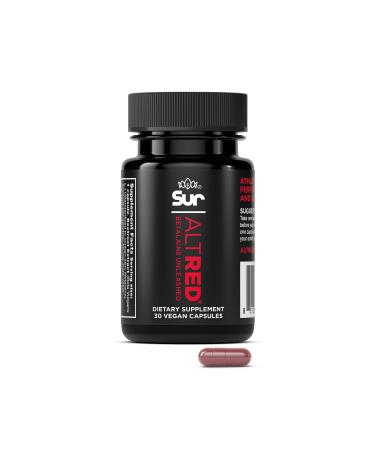 AltRed Sur Beet Root Capsules for Muscle Recovery and Sports Nutrition - 25% Betalain Extract Pre Workout & Nitric Oxide Supplement for Endurance Athletes - NSF Certified for Sport 30 Count (Pack of 1)