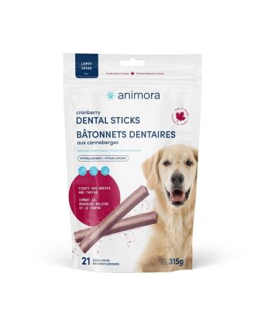 Animora Cranberry Dental Sticks (21) - 315 g - Large - Improves Oral Health Fights Bad Breath and Dental Plaque Buildup 15 gram (Pack of 21)