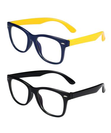 Aroncent 2PCS Glasses Anti Blue Light Children's Glasses Computer Blue Light Glasses Blue Light Filter for Boys Girls Type b