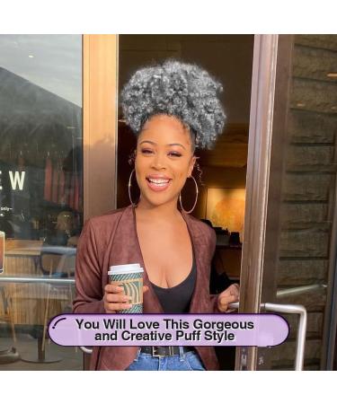 JHZHONG Afro Puff Drawstring Ponytail for Black Women Short Kinky Curly Afro Ponytail Synthetic Hair Premium grey Afro Bun Drawstring Ponytail for Women Girls(Large/Pack of 1/Grey) Large (Pack of 1) Grey - Buy Online on GoSupps.com