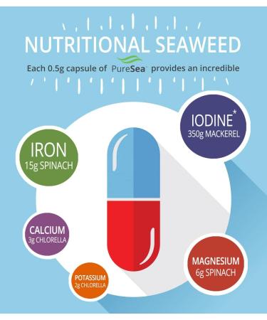 Organic Scottish Sea Kelp Capsules - PureSea Natural - UK Made - Vegan - 120 Capsules - Buy Online on GoSupps.com