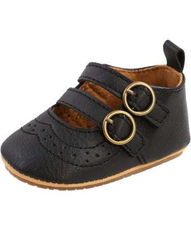 Baby Girls First Walking Shoes Mary Jane PU Leather Anti-Slip Princess Shoes - Infant Baby Shoes 0-6 Months (Black) - Buy Online on GoSupps.com
