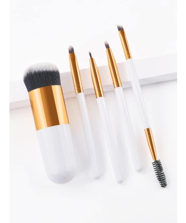 5 sets of white cosmetic brushes
