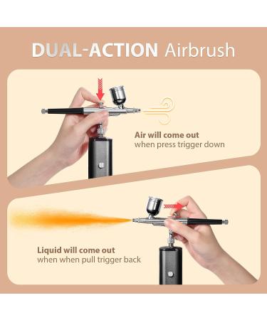 Cordless Airbrush Kit with Compressor | Handheld Mini Air Brush Gun Set - Portable 32PSI High Pressure for Painting, Tattoo, Nail Art, Makeup, Cake, Barber Black - Buy Online on GoSupps.com