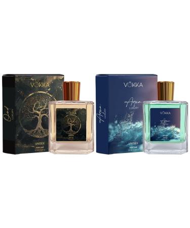 VO.KKA Oud & Aqua 200 ml | Pack of 2 x 100ml Unisex Luxury Long Lasting Woody Aquatic | Aquatic Scent Eau De Parfum | EDP Fragrance for Gift | Notes: Aqua Woody Musky