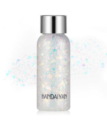 Holographic White Face Glitter TEOYALL Long Lasting Glitter Shimmer Chunky Sequins Glitters for Body Face Hair Makeup (White) #9 White