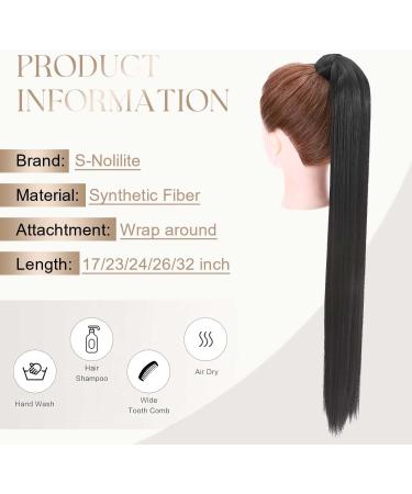 32 inches Super Long Straight Wrap Around Ponytail Hair Extension Clip in Ponytail Hair Extensions Hairpiece for Women Dark Black - Buy Online on GoSupps.com