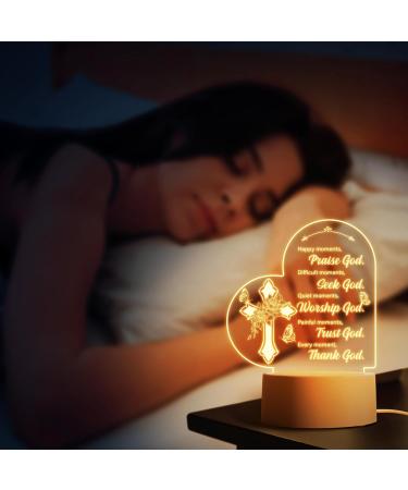 Engraved Christian Night Light - Inspirational Praying Words Gifts for Women | Religious Baptism & Christmas Gift - Buy Online on GoSupps.com