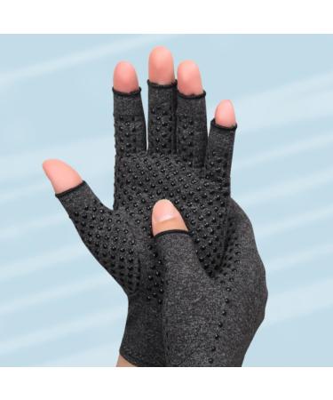 Compression Gloves for Carpal Tunnel Relief - Fingerless Non-Slip Grey Recovery Gloves - Large Size 1 Pair - Buy Online on GoSupps.com