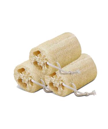 3 PCS 4 inch 100% Natural Exfoliating Loofah Sponges for Body Organic Shower Scrubber for Skin Care in Bath Spa and Vegetable Dish Scouring Pad for Kitchen