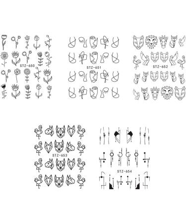 ZLHEgan Nail Jewelry Sticker Tatoos Women Girls Flower Abstract Sketch Animal 3D Nail Art Decoration 6.4*5.2cm#4 Black#4 - Buy Online on GoSupps.com