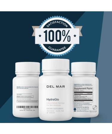 Del Mar Labs HydraGlo Hyaluronic Acid Supplement - Anti-Aging & Joint Health - 60 Capsules - Buy Online on GoSupps.com