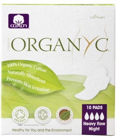 Organyc Organic Cotton Sanitary Pads Heavy Flow Night - 10 Count Box - Buy Online on GoSupps.com