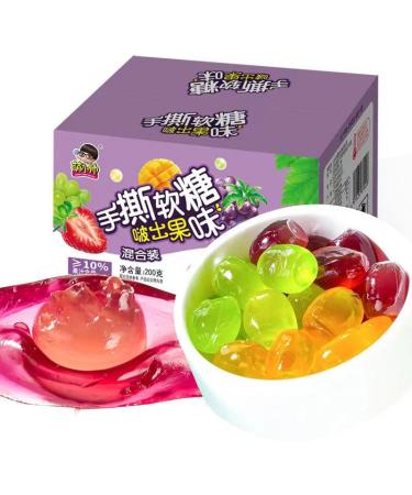 Mango Flavored Peeling Fruit Fudge Fruit Juice Content Candy Assorted Green Grape Strawberry Flavor Soft Candy Chewing Candy sweets desserts Casual Candy Snacks gift pack (Green Grape flavor 5bag) Green Grape flavor 5bag