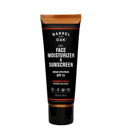 Barrel and Oak - 2-in-1 Face Moisturizer & Sunscreen, Moisturizer with SPF, Mineral Sunscreen, Olive Leaf Extract & Aloe Vera Formula, For All Skin Types, Non-Greasy (Bourbon Cedar, 2.25 oz)