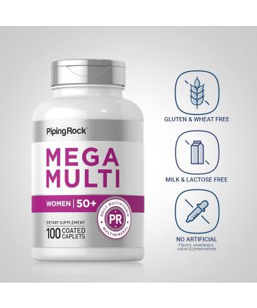 Piping Rock Women's Multivitamin 50 Plus | 100 Coated Caplets | Mega Multi Vitamin for Women - Buy Online on GoSupps.com