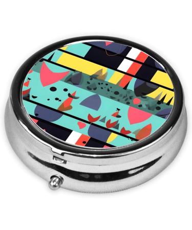 Geometric Patterns Round Pill Box | 3 Compartment Organizer | Portable Travel Pill Box for Easy Travel - Buy Online on GoSupps.com