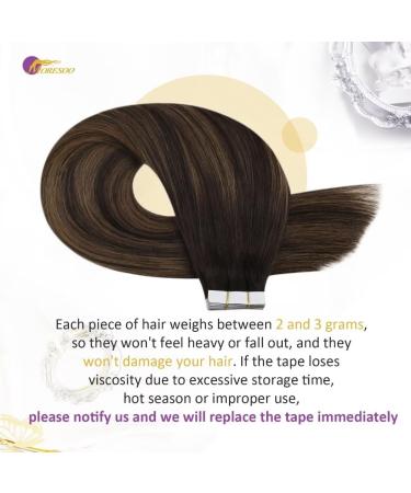 Moresoo Invisible Tape Extensions - Real Hair Balayage Brown 45cm | Dark to Light Brown #2/6/2 | 10 Pieces 25g - Premium Quality Adhesive Strip Extensions - Buy Online on GoSupps.com