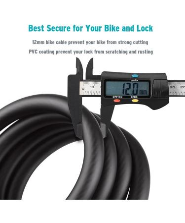 Titanker Bike Cable Lock with Mounting Bracket | Coiled Secure Keys | 1/2 x 4' | Matte Black - Buy Online on GoSupps.com