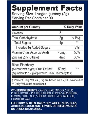 Sambucol Black Elderberry Gummies with Vitamin C & Zinc - Immune Support with High Antioxidants | Gluten Free & Vegan Elderberry Gummies for Adults - 90 Count - Buy Online on GoSupps.com