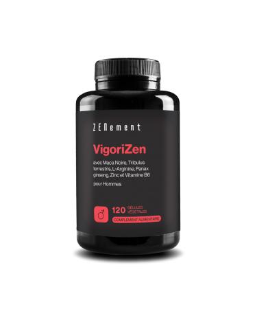 VigoriZen with Black Maca, Tribulus terrestris, L-Arginine, Ginseng, Zinc and Vitamin B6 - Formula for Male Vigor and Testosterone - 120 Vegan Capsules - Zenement