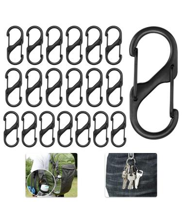 Golrisen 20 pcs shae shape carabiner 50mm key fans carabiner hook black carabiner key mini double carabiner climbing metal buckle s carabiner for hikes free fishing camping travel