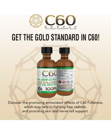 C60 Supply 99.9% Purity Fullerene Solution with Calming Oil - 100ml | Skin & Nerve Health Support - Buy Online on GoSupps.com