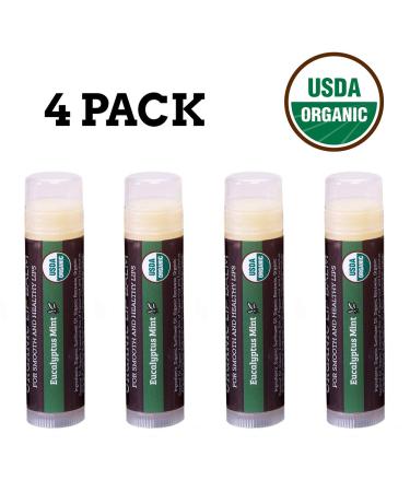 USDA Organic Eucalyptus Mint Lip Balm 4-Pack - Beeswax & Coconut Oil for Dry Lips | Earth's Daughter - Buy Online on GoSupps.com