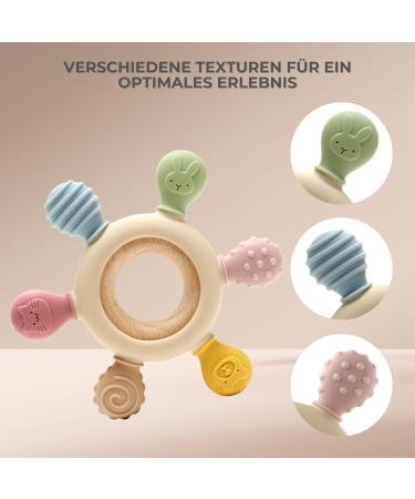 Buy Caja Bei ring Baby - 2pc Silicone & Wood Teething Toy | BPA-Free Dental Aid & Grip Ring for Babies - Buy Online on GoSupps.com