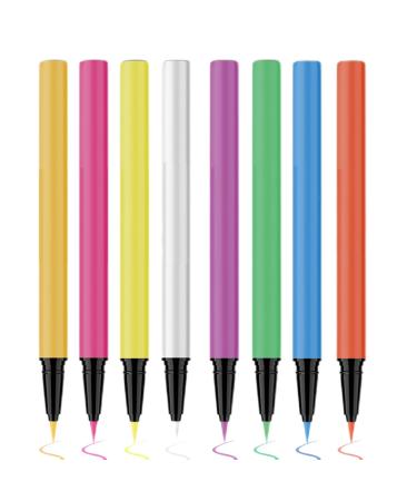 Rainbow Eye Liner Set Pigmented Gel Eyeliner Smudge Proof Graphic Liners Uv Glowing Eyeline Gel Pen Waterproof Uv Gel Eyeliner Waterproof Smudge Proof Eyeliner Perfect Use for Gel Eyeliner