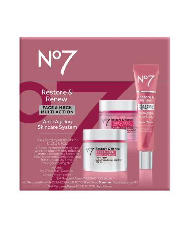 No7 Restore & Renew Face & Neck Skincare System - SPF 30 Day Cream, Serum, Night Cream Kit - Buy Online on GoSupps.com