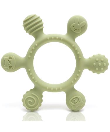 Caja Beißring Baby - Baby Toys - Dental Aid - Bite Ring - Rowing Animal motif made of silicone BPA -free - teething and Greipling Theeting for babies - biting toys (silicone bean green)