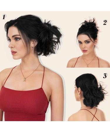 RPAEOY Messy Hair Bun Extensions Curly Wavy Hair Scrunchies for Women Girls Hairbrush Insert 7.8 Inch Synthetic Updo Ponytail Hair Extensions Hair Hair Accessories (Black) - Buy Online on GoSupps.com