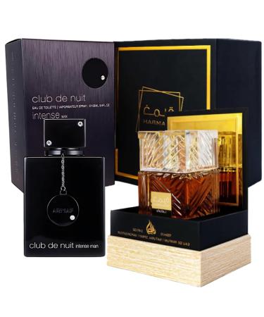 Men's Bundle Armaf Club De Nuit Intense Man 3.6oz EDT & Khamrah Lattafa 3.4oz EDP & 2 Empty Travel Perfume Atomizers -Spicy Woody Sweet- Long Lasting for Men - Buy Online on GoSupps.com