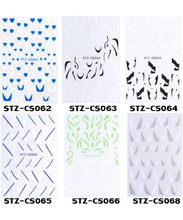 Adhesive Decals Black Blue Green DIY Manicure Wave French French Tips Nail Stickers Silver White 3D(STZ-CS063) - Buy Online on GoSupps.com