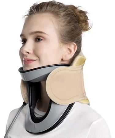 Neck traction device naked tendon to relieve neck and shoulder pain neck care tools cervical traction device for adult students (color: beige)
