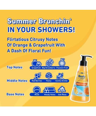 Pl.um BodyLovin Trippin Mimosas Shower Gel - SLS-Free Body Wash for Women | Nourishing Aloe Infused Cleanser | Fresh Citrusy Fragrance | 240 ml - Buy Online on GoSupps.com